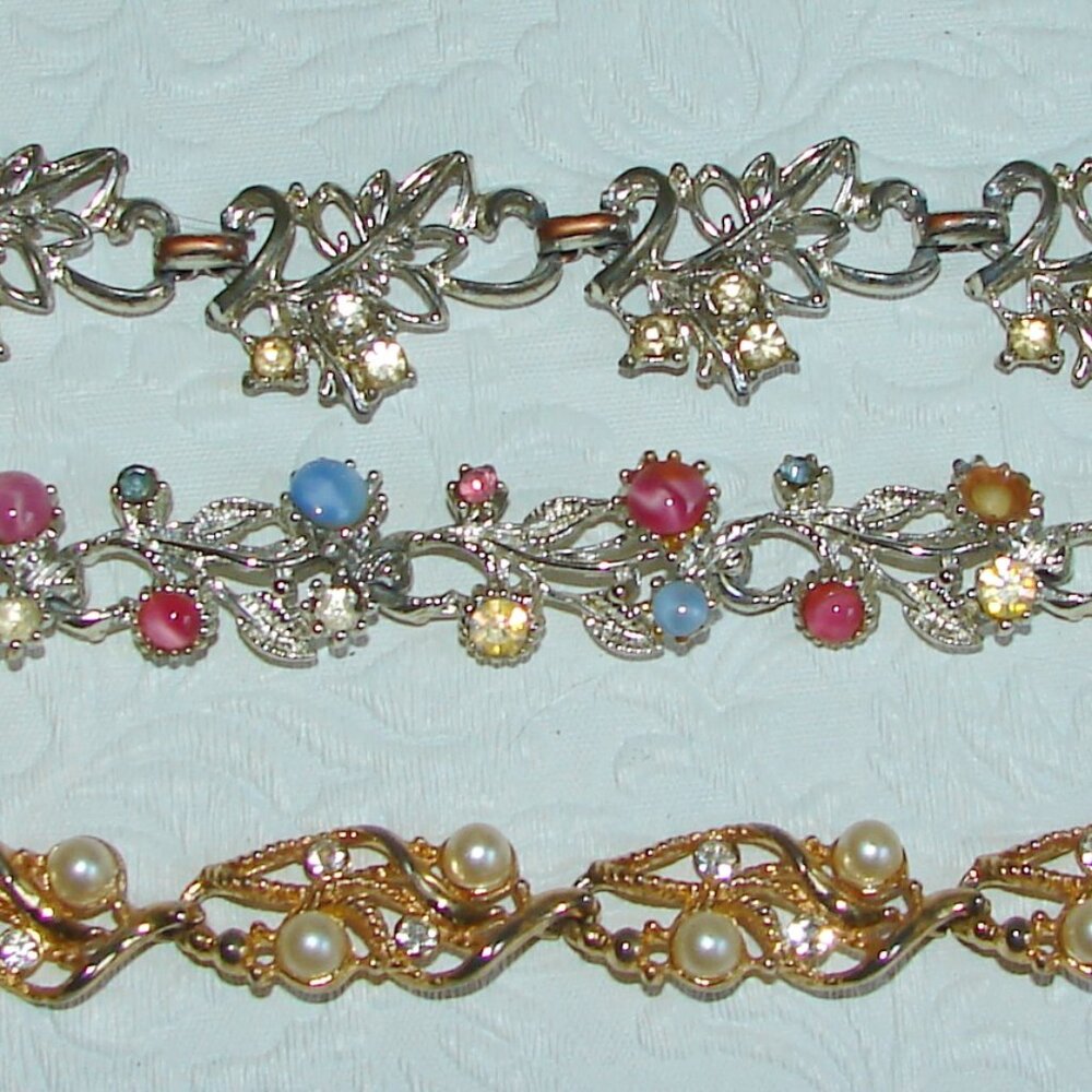 Vtg 1950-60s Rhinestone/Pearl Choker NECKLACE Lot for Repair or Upcycle E74 - Picture 2 of 16